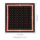 Abstract Horse pocket square — size guide.