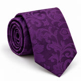 Amethyst Scroll Damask Silk Tie — Main coiled product layout