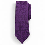 Amethyst Scroll Damask Silk Tie — Front blade product layout
