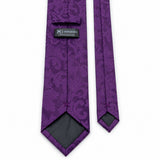 Amethyst Scroll Damask Silk Tie — Rear tipping and construction