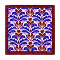 Antique Abstract pocket square with purple, lavender and burgundy acanthus print on white — full flat product.
