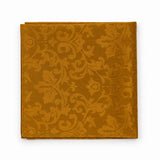 Antique Gold Scroll Damask Silk Pocket Square — Folded product
