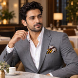 Autumn to Remember pocket square — restaurant lifestyle.