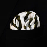 White & Green Stripes - Silk Pocket Square