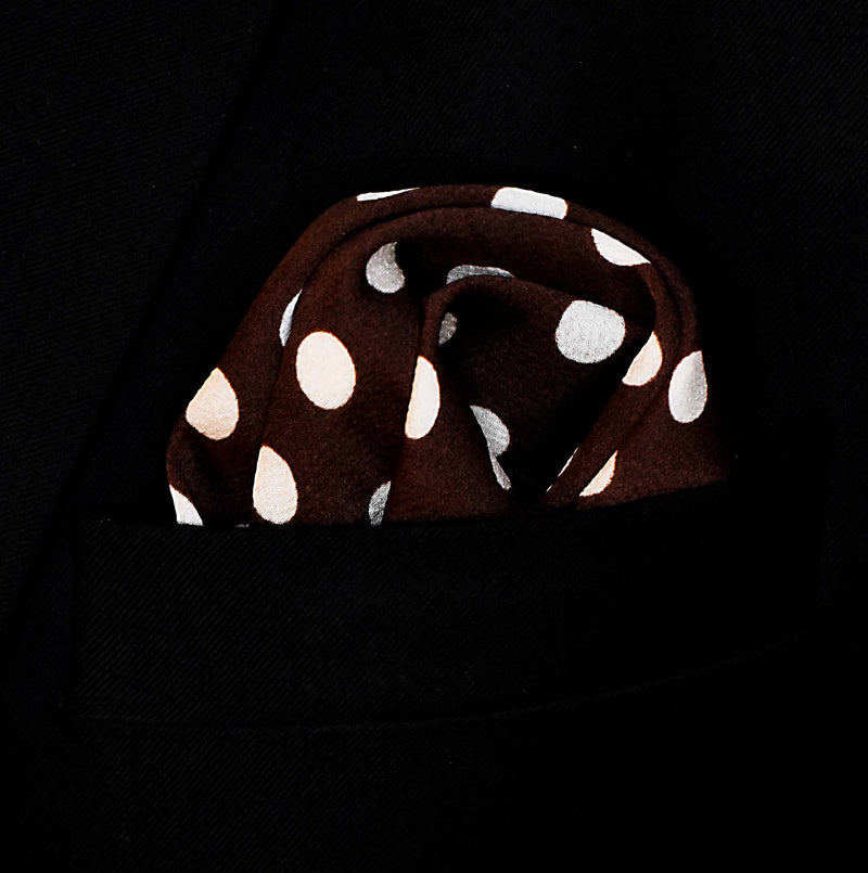 Coffee Base Polka Dots - Silk Pocket Square