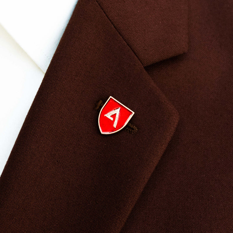 CLASSIC KNIGHT SHIELD – Red AND GOLD LAPEL PINS