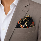 Ball Chain Art pocket square — light jacket · wearing detail.