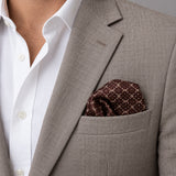 Chocolate HoneyComb pocket square — light jacket · wearing detail.