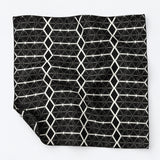 Black and White Hexagonal pocket square — unfolded studio detail.