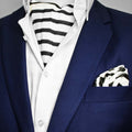 Black & White Stripes Silk Ascot & Pocket Square Set - Combo Sets | Monzoro Pakistan
