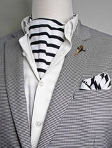 Black & White Stripes Silk Ascot Set - Combo Sets | Monzoro Pakistan