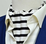 Black & White Stripes Silk Ascots - Ascots | Monzoro Pakistan