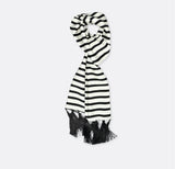 Black & White Stripes Silk Men Scarves - Silk Scarves | Monzoro Pakistan