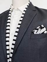 Black & White Stripes Silk Scarf & Pocket Square Set - Combo Sets | Monzoro Pakistan