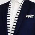 Black & White Stripes Silk Scarf & Pocket Square Set - Combo Sets | Monzoro Pakistan