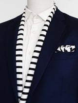 Black & White Stripes Silk Scarf & Pocket Square Set - Combo Sets | Monzoro Pakistan