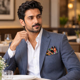 Black Boho Japanese pocket square — restaurant lifestyle.