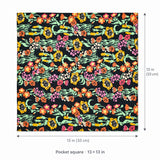 Black Boho Japanese pocket square — size guide.