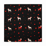 Black Dalmatian pocket square — full flat product.