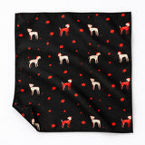 Black Dalmatian pocket square — unfolded studio detail.