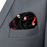 Black Dalmatian pocket square — close-up wearing detail.
