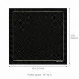 Black Dot Polka pocket square — size guide.