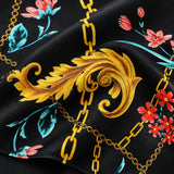 Black & Gold Chain Pattern pocket square — fabric and design close-up.