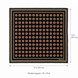 Black & Gold Reversible pocket square — size guide.