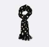 Black Midi Polka Silk Men Scarves - Silk Scarves | Monzoro Pakistan
