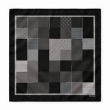 Black & White Abstract pocket square — full flat product.