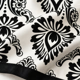 BLACK & WHITE TURKISH FLORAL SILK POCKET SQUARES pocket square — fabric and design close-up.