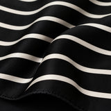 Black with White Stripes pocket square — fabric and design close-up.