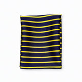 Blue and Gold Stripes pocket square — folded product.
