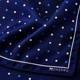 BLUE MULTI DOTTED SIlk Pocket Square pocket square — fabric and design close-up.