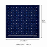 BLUE MULTI DOTTED SIlk Pocket Square pocket square — size guide.