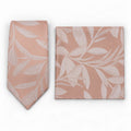 Blush Laurel Leaf silk tie and matching pocket square — Polished folded pair