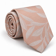 Blush Laurel Leaf Silk Tie — Main coiled product layout