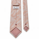 Blush Laurel Leaf Silk Tie — Rear tipping and construction