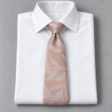 Blush Laurel Leaf Silk Tie — White shirt product flatlay