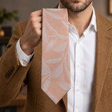 Blush Laurel Leaf Silk Tie — Handheld tie blade detail