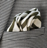White & Green Stripes - Silk Pocket Square