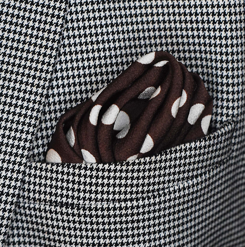 Coffee Base Polka Dots - Silk Pocket Square