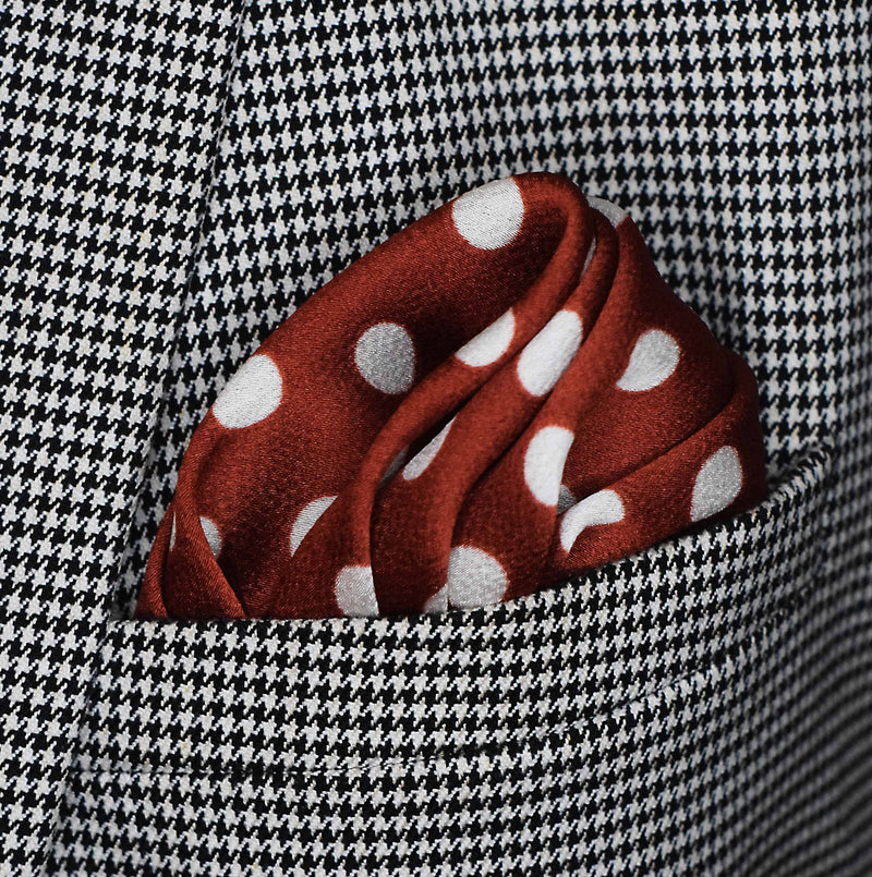Copper Base Polka Dots - Silk Pocket Square