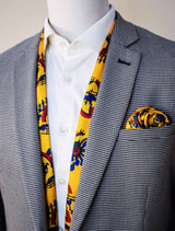 Mustard Paisley And Floral - Silk Scarf And Pocket Square Set
