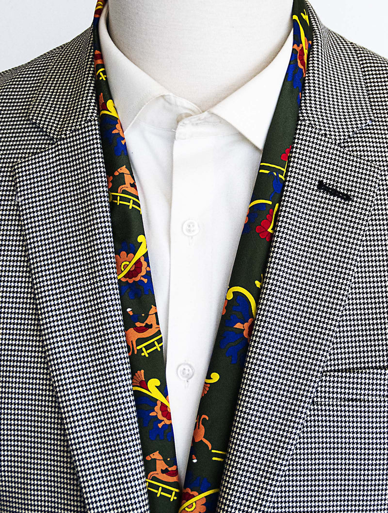 Olive Green Paisley and Floral - Silk Men Scarves