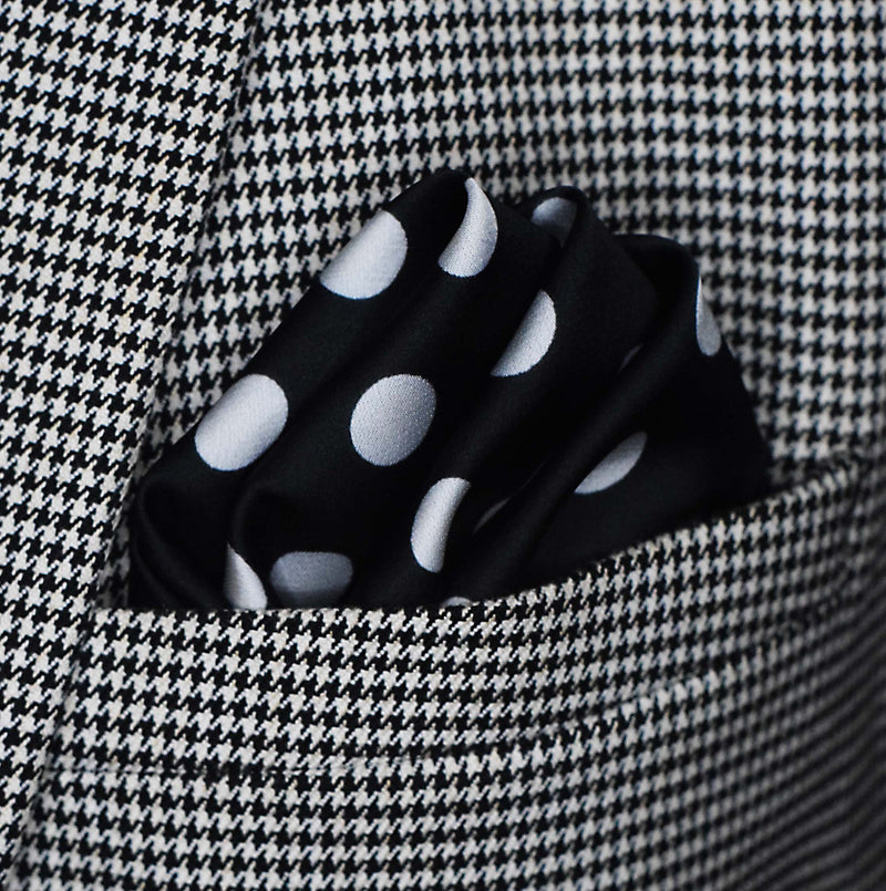 Black Base Polka - Silk Pocket Squares