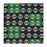 Chain Loop Green pocket square — full flat product.