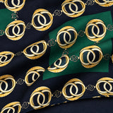 Chain Loop Green pocket square — fabric and design close-up.
