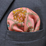Chain Me Up pocket square — close-up wearing detail.