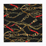 Chains and Straps (Black) pocket square — full flat product.